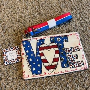 NWT Brighton “Vote 2024” Election Day Crossbody Red White Blue Small Zip Bag
